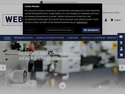 Website von Weber Werkzeugmaschinen - Mechanische Werkstätte - Lagerei GbR