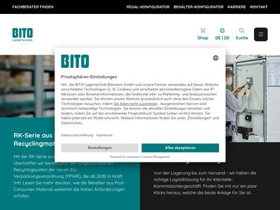 Website von BITO Lagertechnik Bittmann GmbH