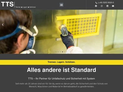 Website von TTS Transport- und Trennwandsysteme GmbH