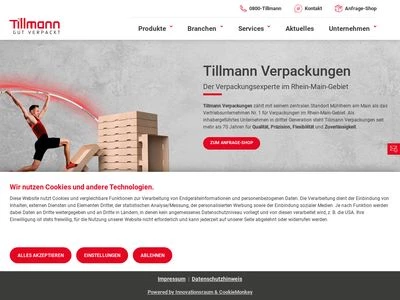 Website von Tillmann Verpackungen GmbH