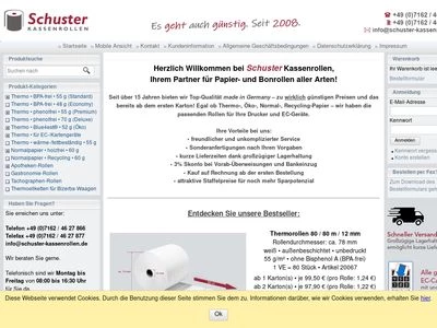 Website von Schuster Kassenrollen