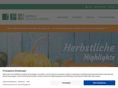 Website von Dietrich Spezialitäten