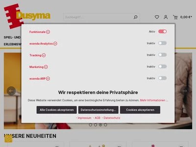 Website von Dusyma Kindergartenbedarf GmbH