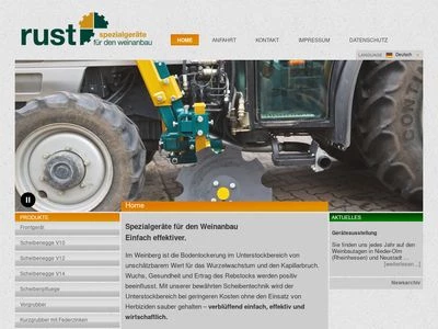 Website von Rust Spezialgeräte für den Weinanbau GmbH