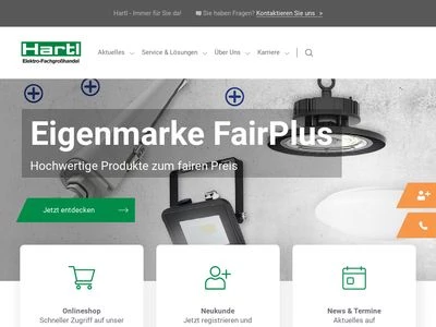 Website von Martin Hartl Elektrofachgrosshandel GmbH