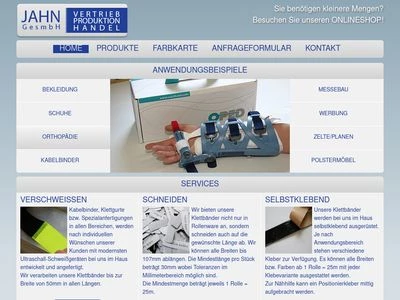 Website von Jahn GesmbH Klettbandsysteme