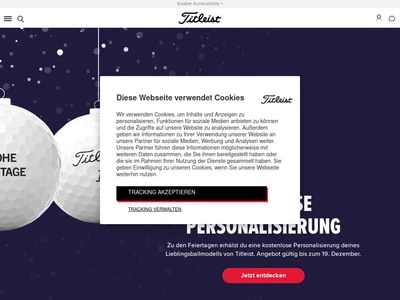 Website von Titleist - Acushnet GmbH