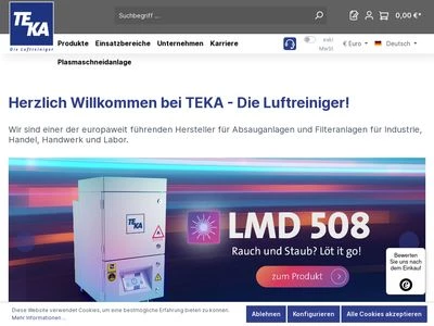 Website von TEKA Absaug- und Entsorgungstechnologie GmbH