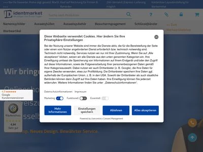 Website von identmarket GmbH