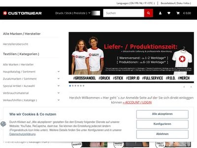 Website von CUSTOMWEAR GmbH