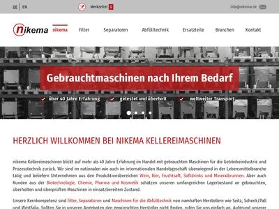 Website von nikema Kellereimaschinen