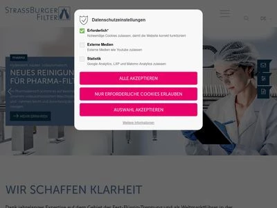 Website von STRASSBURGER Filter GmbH & Co.KG