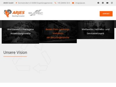 Website von ARJES GmbH