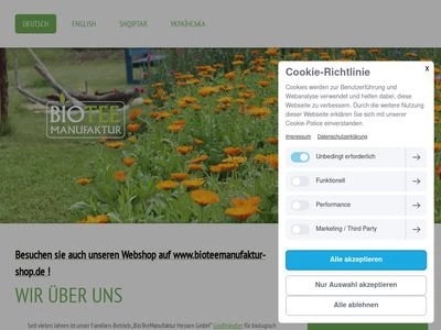 Website von BioTeeManufaktur Hessen GmbH