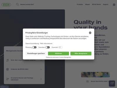 Website von BÜCHI Labortechnik GmbH