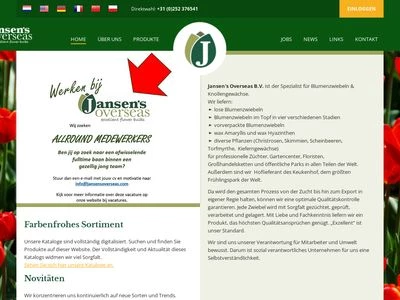 Website von Jansens Overseas B.V.