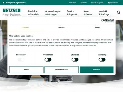 Website von NETZSCH Pumpen & Systeme GmbH