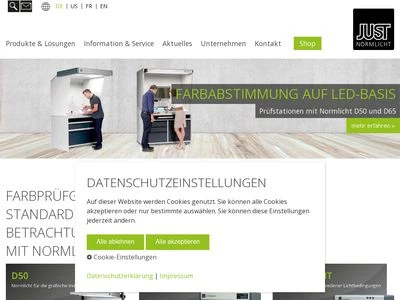 Website von JUST Normlicht GmbH