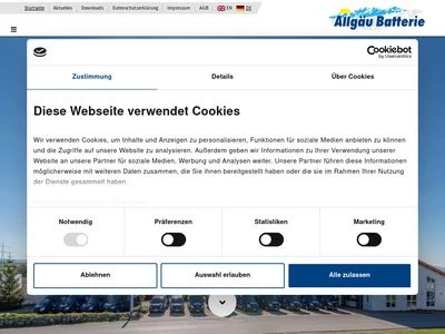 Website von Allgäu Batterie GmbH & Co. KG