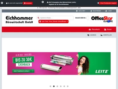 Website von Eichhammer Bürowirtschaft GmbH