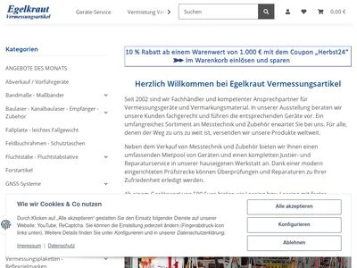 Website von Egelkraut Vermessungsartikel GmbH