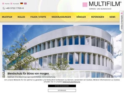 Website von MULTIFILM Sonnen- und Blendschutz GmbH