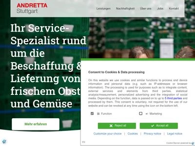 Website von Andretta Fruchtimport GmbH