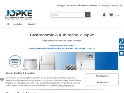 Website von Jopke Gastronomie- und Kältetechnik