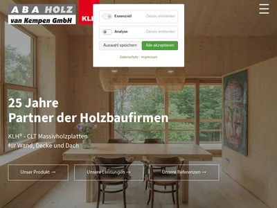 Website von ABA Holz van Kempen GmbH