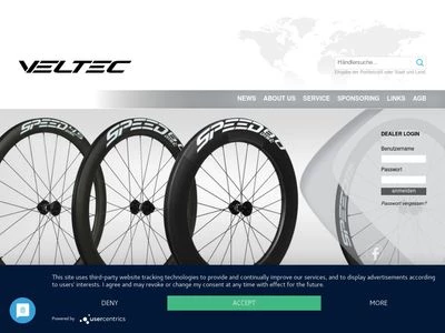 Website von Veltec Sportartikelvertriebsgesellschaft mbH