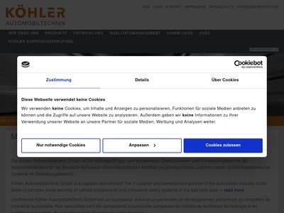 Website von Köhler Automobiltechnik GmbH