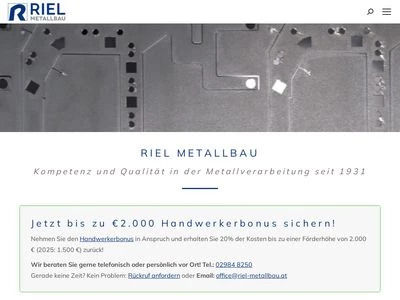 Website von Riel Metallbau GmbH