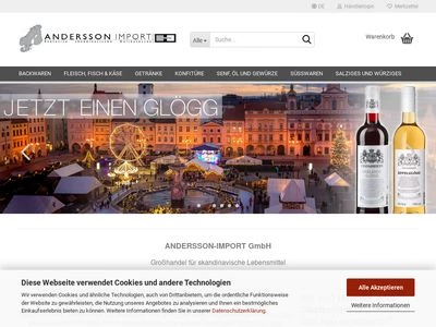 Website von Andersson Import GmbH