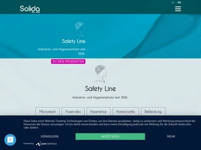 Website von Solida Safety Line GmbH