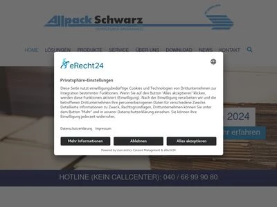 Website von Allpack Schwarz GmbH