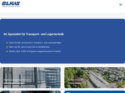 Website von Elkas GmbH & Co. KG, Transport- u. Lagertechnik 