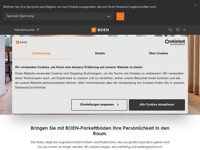 Website von BOEN Parkett Deutschland GmbH & Co. KG