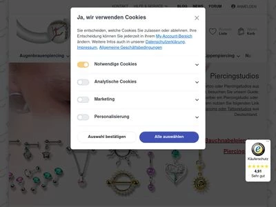 Website von Modern Nature Piercingschmuck - Seeland und Eschbach GbR
