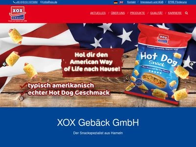 Website von XOX Gebäck GmbH