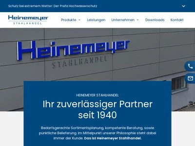 Website von Heinemeyer Stahlhandel GmbH