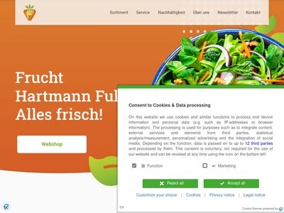 Website von Frucht Hartmann GmbH