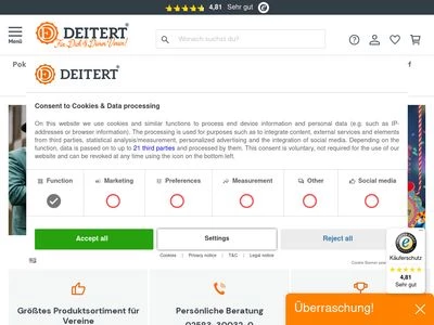 Website von Vereinsbedarf Deitert GmbH