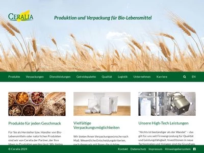 Website von Ceralia Getreideprodukte GmbH