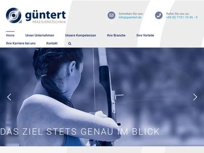 Website von Güntert Präzisionstechnik GmbH