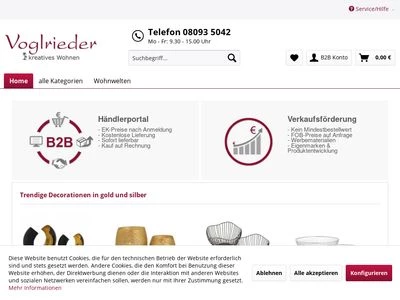 Website von MVG Voglrieder Möbelcollection GmbH