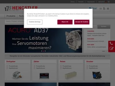 Website von Hengstler GmbH