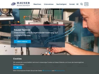 Website von Hauser Maschinen e.K.