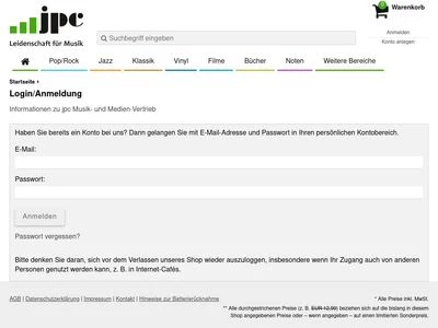 Website von jpc-Schallplatten-Versandhandelsgesellschaft mbH