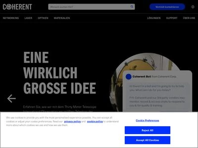 Website von Coherent Deutschland GmbH