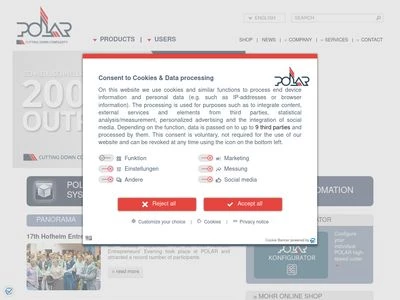 Website von POLAR-Mohr Maschinenvertriebsgesellschaft GmbH & Co. KG